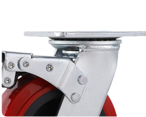 Hochbelastbare Eisenkern-Polyurethan-Räder Rot 6 Zoll Durchmesser Ultra-Schwerlast Starre Drehbare Rollen 1 Jahr Garantie - Product Image 3