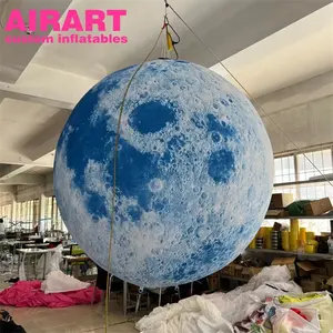 Party decoration inflatable moon, blue inflatable planet customized for display