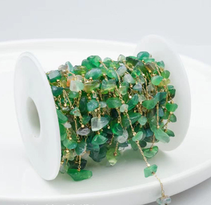Affordable Multi-Color Natural Stone Chip Gold <b>Copper</b> <b>Chain</b> for Jewelry Making | Sold by Meter - Product Image 4