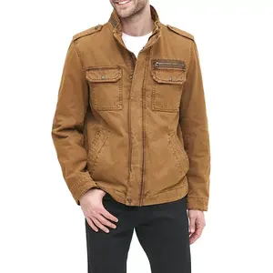 Benutzer definierte lässige Multi Pockets Safari Jacke Vintage Baumwolle Twill Jacken für Männer