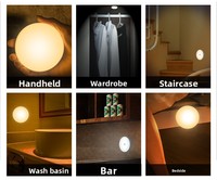 Mini-lampe LED de nuit à détecteur de mouvement pour chambre, maison, cuisine, armoire, rechargeable, sans fil, design européen