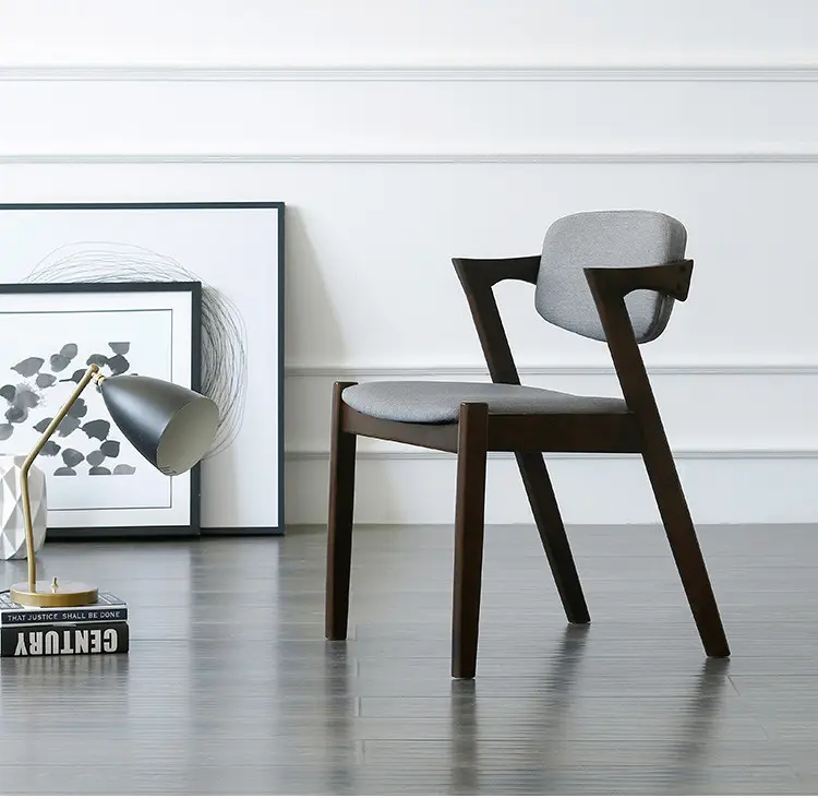 Dreamhause japonés diseño <span class=keywords><strong>muebles</strong></span> de restaurante forma de Z tela cuero tapizado con la pierna de madera sillas de comedor
