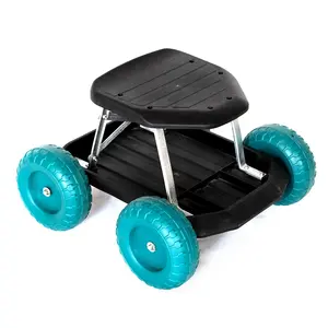 पोर्टेबल लाइटवेट स्टैकेबल टूल स्टोरेज गार्डन वर्क ट्रॉली कार्ट टूल्स वर्क व्हील्ड गार्डनिंग सीट 4 पहियों के साथ - Product Image 1