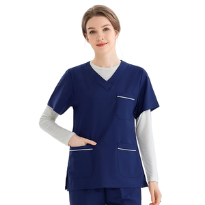 <span class=keywords><strong>Chaleco</strong></span> personalizado sin mangas con cuello en V y aberturas laterales, conjuntos de uniformes médicos de enfermería para mujeres, proveedor de uniformes hospitalarios - Product Image 3