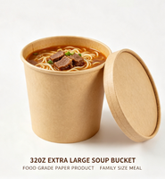 Contenant alimentaire jetable en papier à paroi simple avec couvercle pour soupe chaude, bouillie, congee et desserts