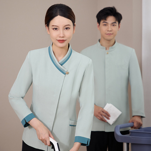 Uniforme pour le personnel d'entretien hôtelier, automne-hiver, manches longues, 100% polyester, look professionnel pour le <span class=keywords><strong>travail</strong></span> quotidien dans l'hôtellerie - Product Image 1