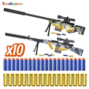 Plastic Shell Ejecting Soft Bullet Gun Toy Air Soft Shooting Long-Range Electric Assemble Toy Gun Set Soft Bullet Gun For Adults