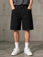 Shorts en jean personnalisés pour homme, 14 oz, légers, mi-longs, respirants, 100 % coton, coupe ample, jambe large, denim indigo brut, avec plusieurs boutons et cordon de serrage