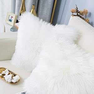 Motif solide décoratif blanc 18x18 pouces fausse fourrure housses <span class=keywords><strong>de</strong></span> coussin jeter taie d'oreiller pour la maison canapé voiture chaise hôtel - Product Image 4