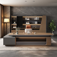 Bureau de direction contemporain en forme de L, mobilier de bureau moderne pour cadres avec armoire, solution complète pour bureau de patron