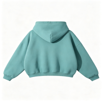 Sweat-shirt à capuche court et ample vert menthe avec logo personnalisé, épaules tombantes, vente en gros, streetwear décontracté