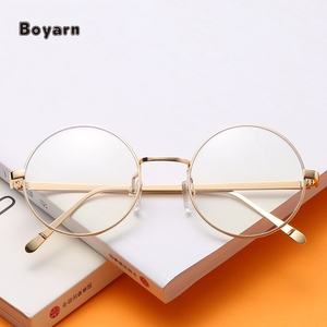 نظارة معدنية صفر ديوبتر من المصمم العتيق من Boyarn ، نظارات بمرآة بإطار بصري عادي وإطار قصر النظر - Product Image 4