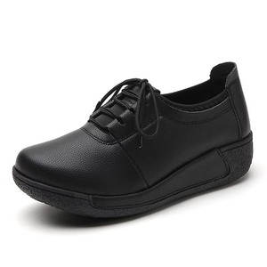 Chaussures de course compensées à lacets pour femmes grandes tailles, style mocassins antidérapants à semelle épaisse, pour l'automne - Product Image 4