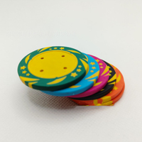 Jetons de poker vierges en plastique écologiques et durables, motif étoile, sans valeur nominale, avec espace pour autocollant personnalisé, multicolores, pour jeu de Mahjong et fête