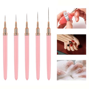 Ensemble de 5 pinceaux pour nail art, pointe électro-plaquée, manche en nylon plastique, outil de dessin ultra-fin, de sculpture et de peinture couleur - Product Image 2