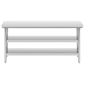 Commercial 3 Tier Stainless Steel <b>Prep</b> <b>Table</b> with Round Legs, Heavy Duty <b>Kitchen</b> Workstation with Storage Shelves for Catering - Product Image 3