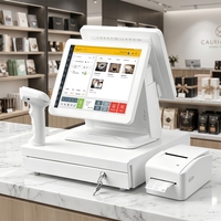 Sistema POS Todo en Uno con Pantalla Dual/Simple de 15.6 Pulgadas, Terminal de Punto de Venta con Pantalla Táctil, Caja Registradora para Supermercado