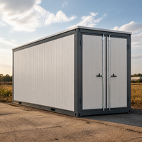 Conteneur de stockage isolé avec parois à panneaux nervurés, porte en acier à verrouillage par tige, stockage portable sécurisé pour outils et équipements