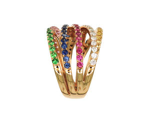 Fashion stainless steel vacuum-plated 18k gold splicing ring three-color splicing <b>bracelet</b> <b>stacked</b> plain ring women's - Product Image 2