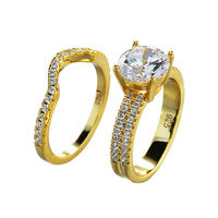 Bijoux de haute qualité plaqué or 18 carats Ice out Cuban Zircon Diamond 925 Sterling Silver Couple Anneaux de mariage pour hommes