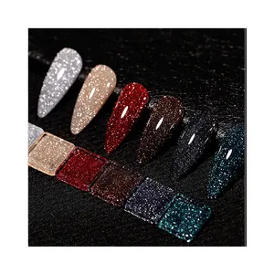 Yougel özel etiket kapalı ıslatın parlak Glitter disko elmas tırnak süsü ile jel cila flaş yansıtıcı etkisi olarak Sparkle yıldız