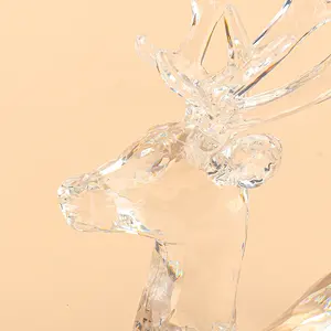 Customizable Nordic Christmas Deer Statue Transparent Acrylic/Xmas Plastic/Crystal For Home Bedroom Living Room Decoration