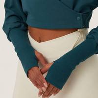 Veste enveloppante élégante pour femme, style poitrine échancrée, pour la gym, la course et l'entraînement, avec fermeture boutonnée, coupe ajustée, respirante, confortable et stylée, vêtement de sport extérieur