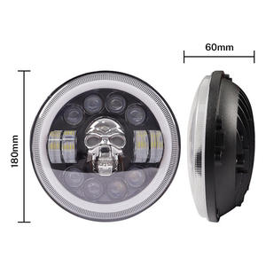 Phare LED en forme de crâne de 7 pouces avec anneau lumineux DRL Hi/Lo, phare circulaire universel RGB, étanche IP67, accessoires automobiles - Product Image 3