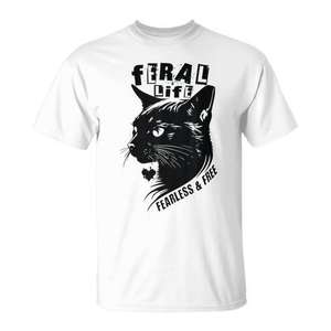 T-shirt Feral Life avec motif de chat noir, tee-shirt graphique Fearless Free - Product Image 1