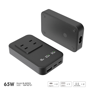 Caricatore da Muro GaN 65W con Presa AC, Stazione di Ricarica Rapida USB C a <span class=keywords><strong>3</strong></span> Porte, Adattatore da Viaggio con Spina Pieghevole per <span class=keywords><strong>iPhone</strong></span> - Product Image 1