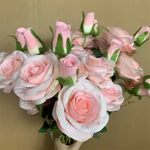 A-192 Wedding Decoration Artificial Rose Hot Pink Bulk Silk White Rose Flower Artificial For Wedding Arrangement
