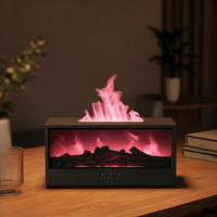 Diffuseur d'huiles essentielles avec effet de flamme de feu de camp simulée, veilleuse colorée, télécommande et minuterie, pour la maison, cadeau créatif