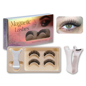 Kit de cils magnétiques doubles sans colle ni eye-liner, boîte holographique, pince à cils <span class=keywords><strong>magnétique</strong></span> quantique, cils artificiels naturels réutilisables et légers - Product Image 4