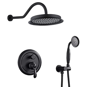 Wall <b>Mounted</b> 9 Inches Contemporary Brass Single Handle Oil Rubbed Bronze Shower Head Rain <b>Spray</b> Shower Set LY-1805 - Product Image 2
