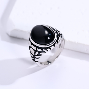 Anillo de Plata de Ley 925 para hombre con ónix negro Natural hecho a mano diseño de corona Vintage anillo de patrón personalizado chapado en rodio - Product Image 4