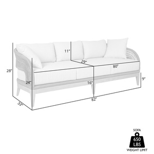 Sofá <span class=keywords><strong>de</strong></span> Exterior <span class=keywords><strong>de</strong></span> 82 Pulgadas, Completamente Ensamblado, <span class=keywords><strong>de</strong></span> Madera <span class=keywords><strong>de</strong></span> Eucalipto Resistente a la Intemperie, con Cuerdas Grises y Cojines <span class=keywords><strong>de</strong></span> Olefina Color Taupe, Capacidad para Todo Tipo <span class=keywords><strong>de</strong></span> Clima - Product Image 6