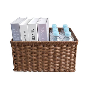 ตะกร้าเก็บของหวายทรงสี่เหลี่ยมผืนผ้าสำหรับจัดเก็บเสื้อผ้าในห้องนอนห้องนั่งเล่นตู้หนังสือของเล่นใช้ในครัวเรือน - Product Image 2