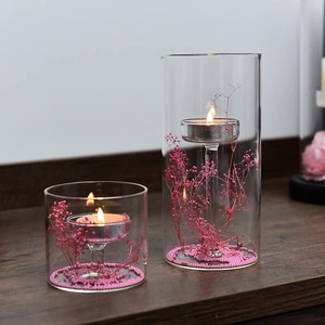 Moderno estilo europeu vela alto redondo vidro cilindro cristal chão vela titular para casamento evento peça central decoração - Product Image 3