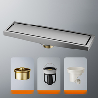 Ensemble de salle de bain intégral en acier inoxydable 304 brossé 24 pouces de long salle de bain drain linéaire Invisible sortie verticale douche drain de sol