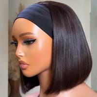 Peluca Bob con Diadema, Sin Pegamento, Calidad SDD, Pelucas de Cabello Humano Ondulado de Alta Calidad para Mujeres Negras