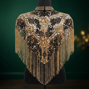 Capa de Satén con Lentejuelas y Flecos, Moderna y Glamurosa, Elegante para Fiestas y Eventos Nocturnos, Chal de Moda - Product Image 3
