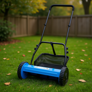 Cortacésped manual azul de 14 pulgadas con 5 cuchillas y recogedor para el cuidado del césped - Product Image 2