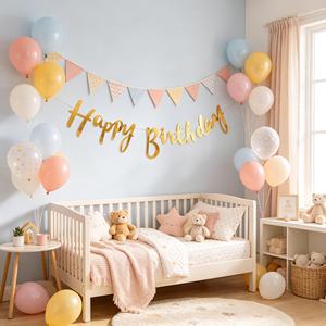 Striscione ad Arco in Lamina d'Oro 'Buon Compleanno' 4M, Decorazione per Feste, 6 Pezzi Eleganti Usa e Getta con Stampa Fustellata 'Party Love China' - Product Image 5