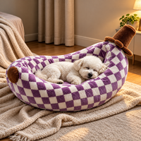 Lit pour animaux de compagnie en peluche douillet en forme de banane avec coussin amovible et lavable, canapé pour animaux de compagnie doux et respirant pour chiens et chats de petite à grande taille