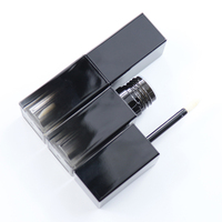 Flacons de brillant à lèvres vides de 5 ml, carrés, noirs dégradés, avec logo personnalisé, étanches, base transparente dégradée, faible MOQ