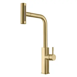 HONGDEC Brushed Gold Kitchen Faucet Pull Out Kitchen Faucet Stainless Steel Kitchen Sink Faucet
