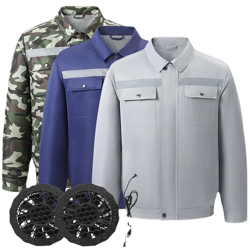 Куртка с несколькими карманами для инструментов с светоотражающей полосой и охлаждающим жилетом, куртка для вентилятора кондиционера на лето