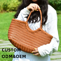 Sac cabas Dragon Diffusion en polyester tissé avec cordon de serrage, doublure en cuir véritable, fermeture ouverte, sacs en cuir pour femmes, sacs cabas pour femmes