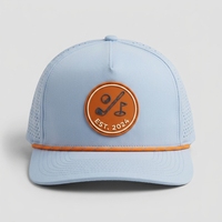 Casquette Snapback 5 Panneaux Imperméable en Polyester avec Logo Personnalisé Motif Léopard, Trous Découpés au Laser, Respirante et Séchage Rapide, pour Baseball, Golf et Activités de Plein Air