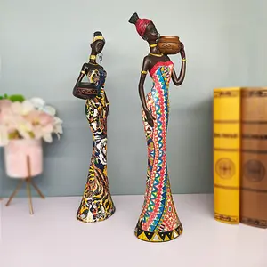 Hars Ambachtelijke Thuis Indoor Decoratie Afrikaanse Vrouw Sexy Dame Hars Figuur Afrika Set Meisjes Standbeelden Hars Dame Beeldje